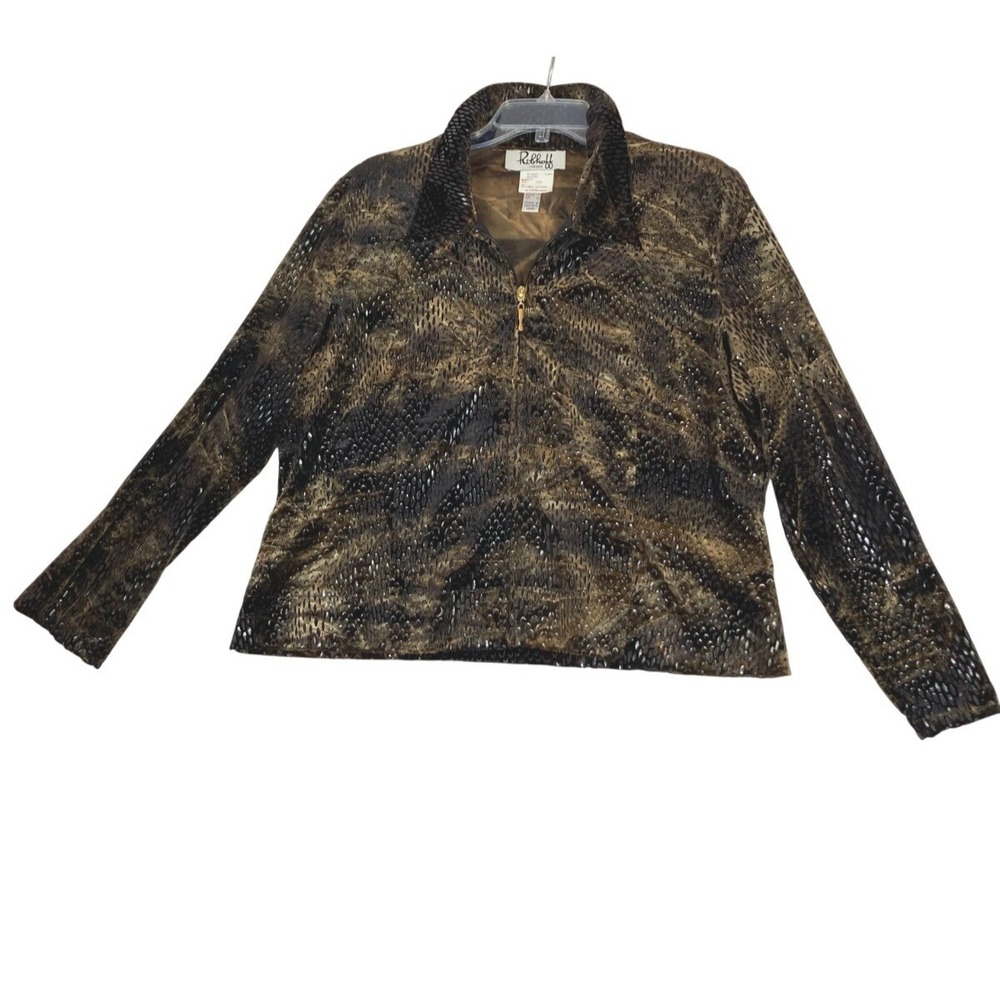 Ribkoff Trends Veston Jacket Full Zip Long Sleeve Brown Black Snakeskin Print 16